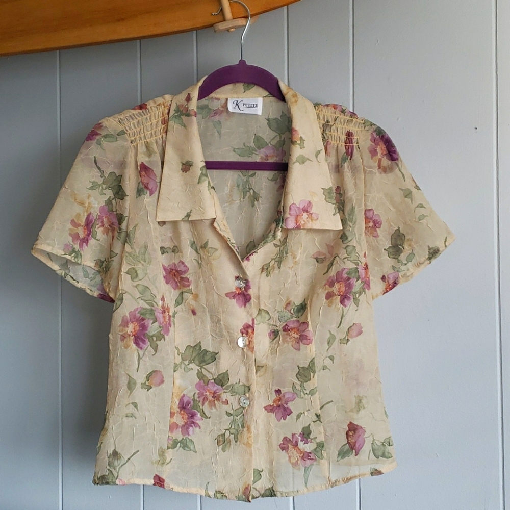 Vintage chiffon floral blouse